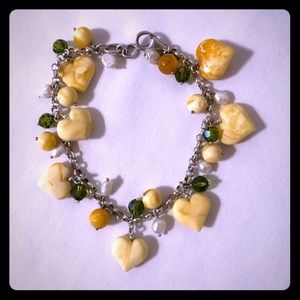 Multi heart Amber Sterling Silver bracelet